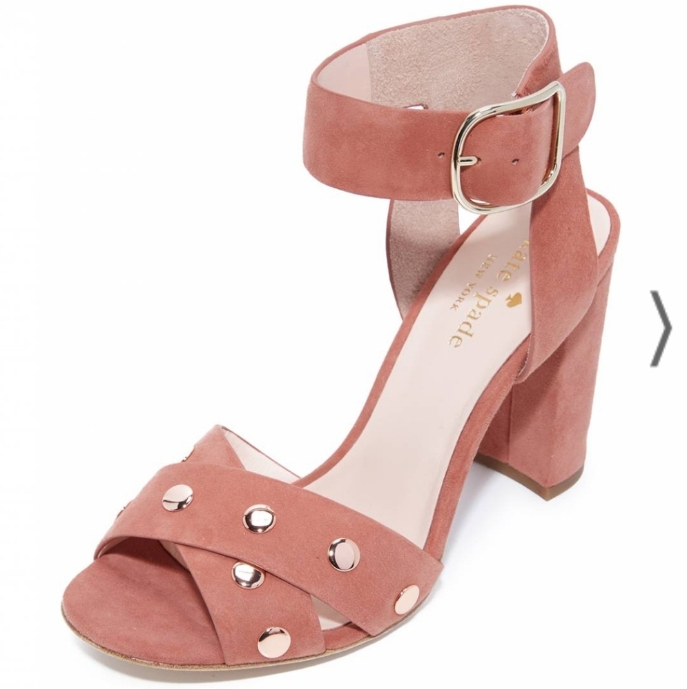 Kate Spade Dusty Rose Chunky Heels with Rose Gold Embellishments Size 8.5!